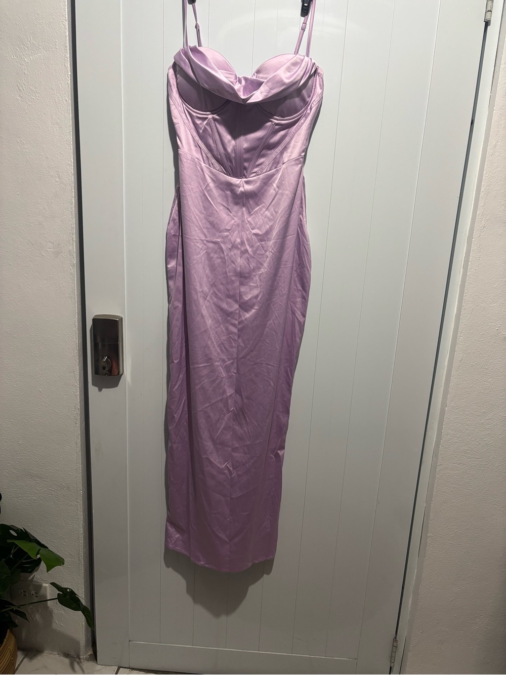 SHEIN Lilac Satin Cowl-Neck Midi Dress